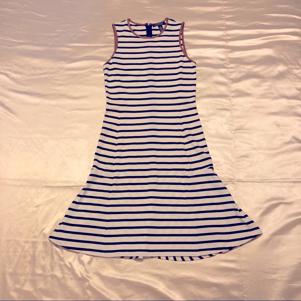 NWOT *RALPH LAUREN* sleeveless navy strip dress